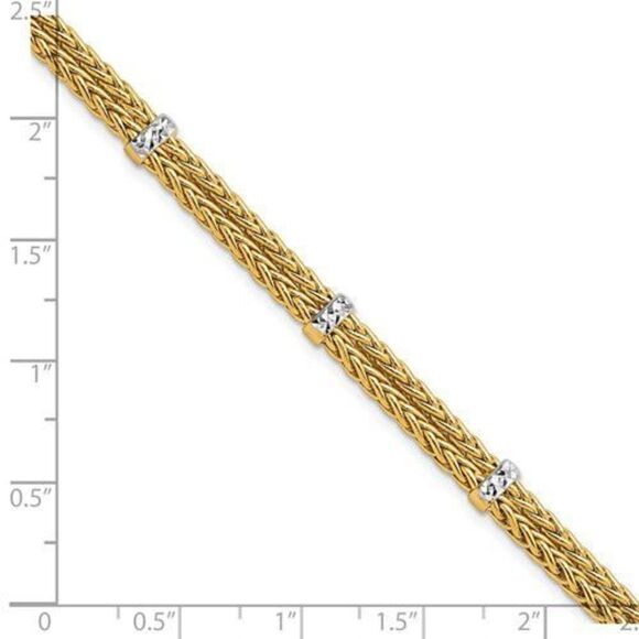 14K Gold Polished Double Wheat Chain Bracelet- 7.5 inches long - Picture 3 of 4